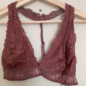 PINK VS Mauve Pink Racer Back Lace Bralette